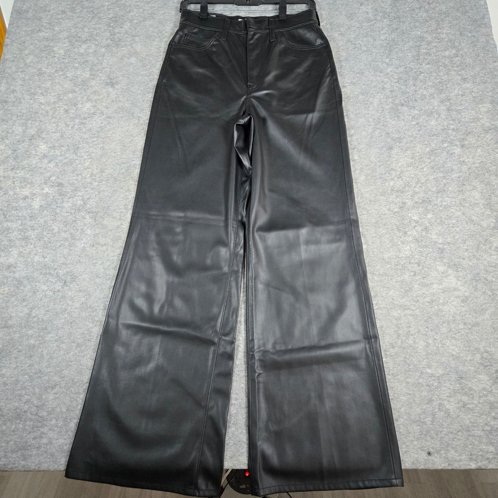 Levi's Premium Womens Black 70s High Flare Faux Leather Pants 28